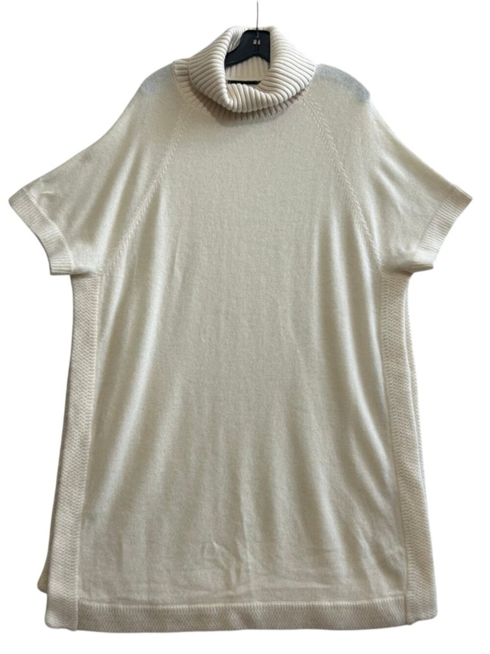 Brazeau Tricot Turtleneck Poncho Sweater Cream Cashmere Short Sleeve One Size